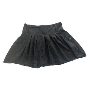 Pyramid Collection Womens Large Pleated Black Dark Gray Skirt Goth Grunge #5185